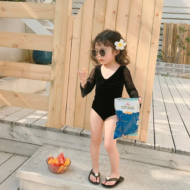 
or62225b Sunscreen long sleeve children swimwear cute gauzy baby girls bikini 