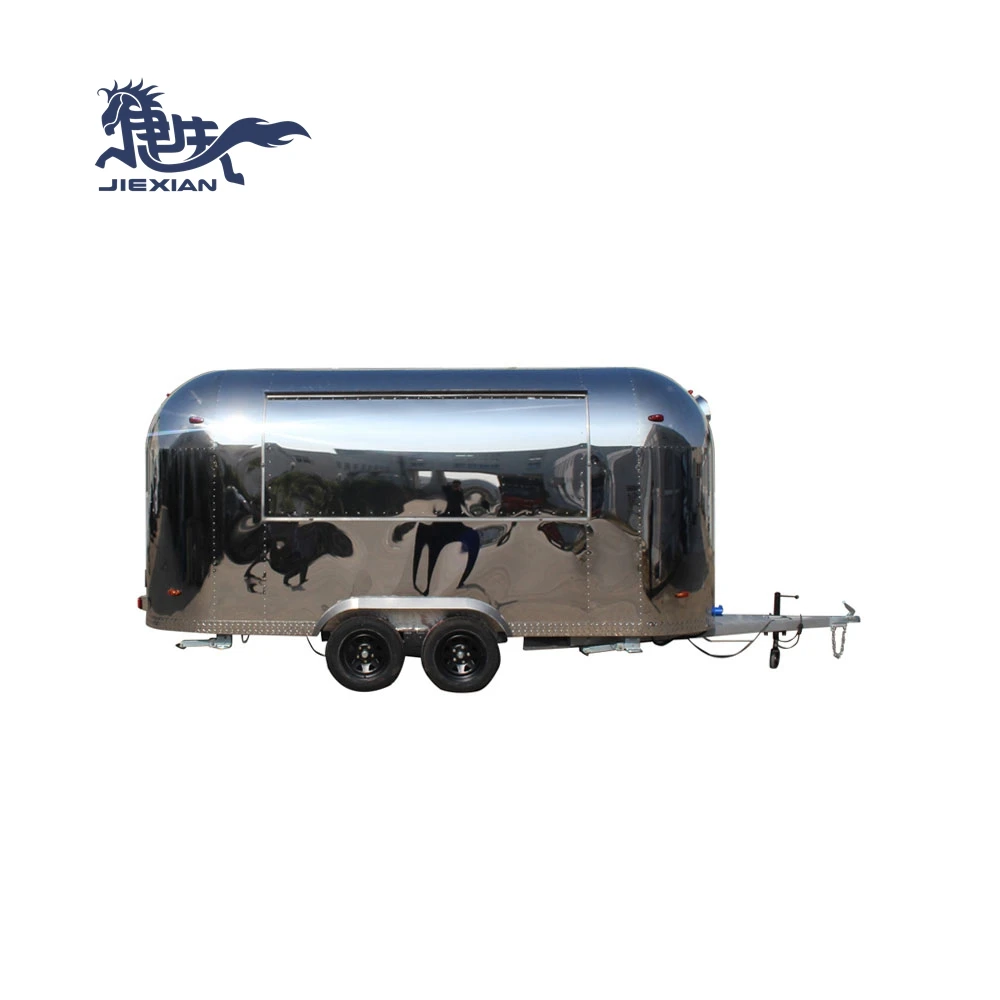 JX-BT450SS Custom Airstream Mobile Fast Food Truck Commercial Catering Mobile Bar BBQ Food Trailers With Full Kitchen Equipments
