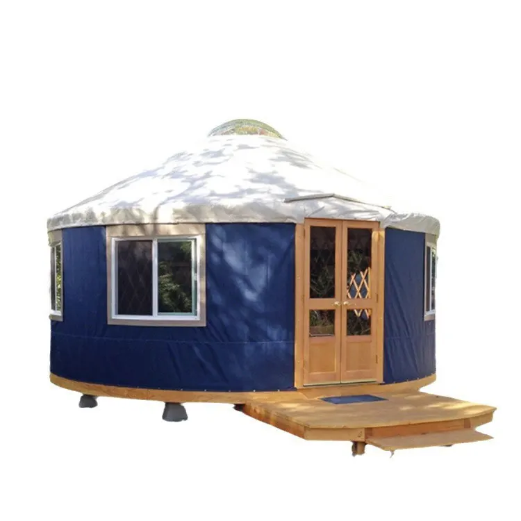 Luxury Mongolian Yurt Waterproof Camping Tent Four Season PVC and Canvas Roof Tent for Winter Use