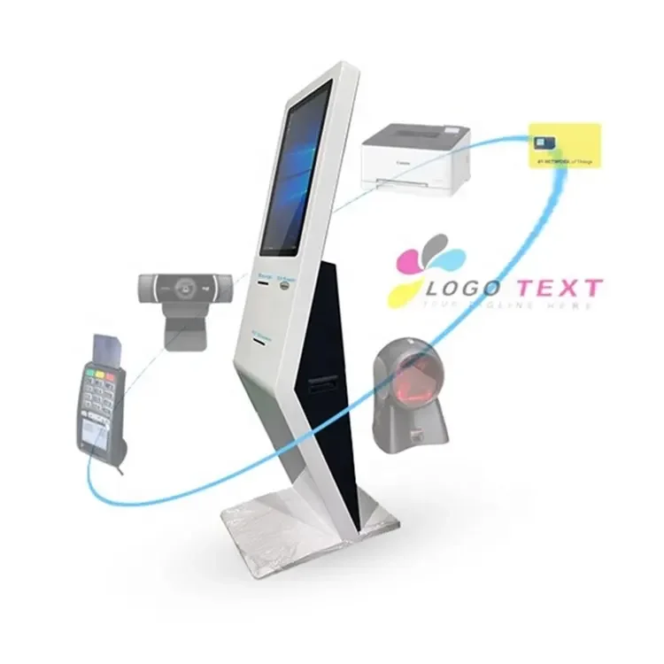 21 Inch Stand Touch Screen Printer Inquiry Payment Machine Card Reader Payment Terminal Kiosk With QR Code Scanner