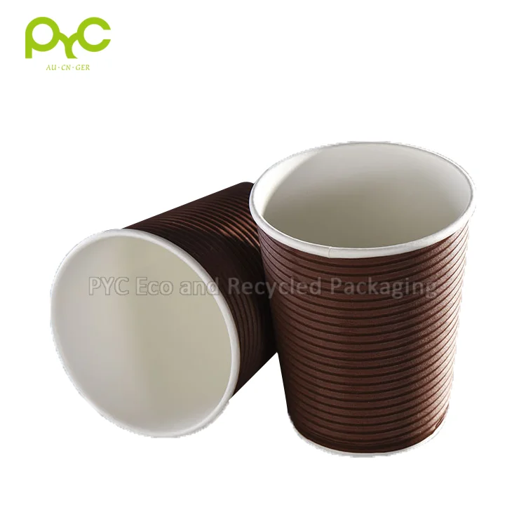 Factory Direct Plain Milk Tea Water Kraft Paper Drink Cup Double Layer Corrugated Disposable Ripple Paper Coffee Cups