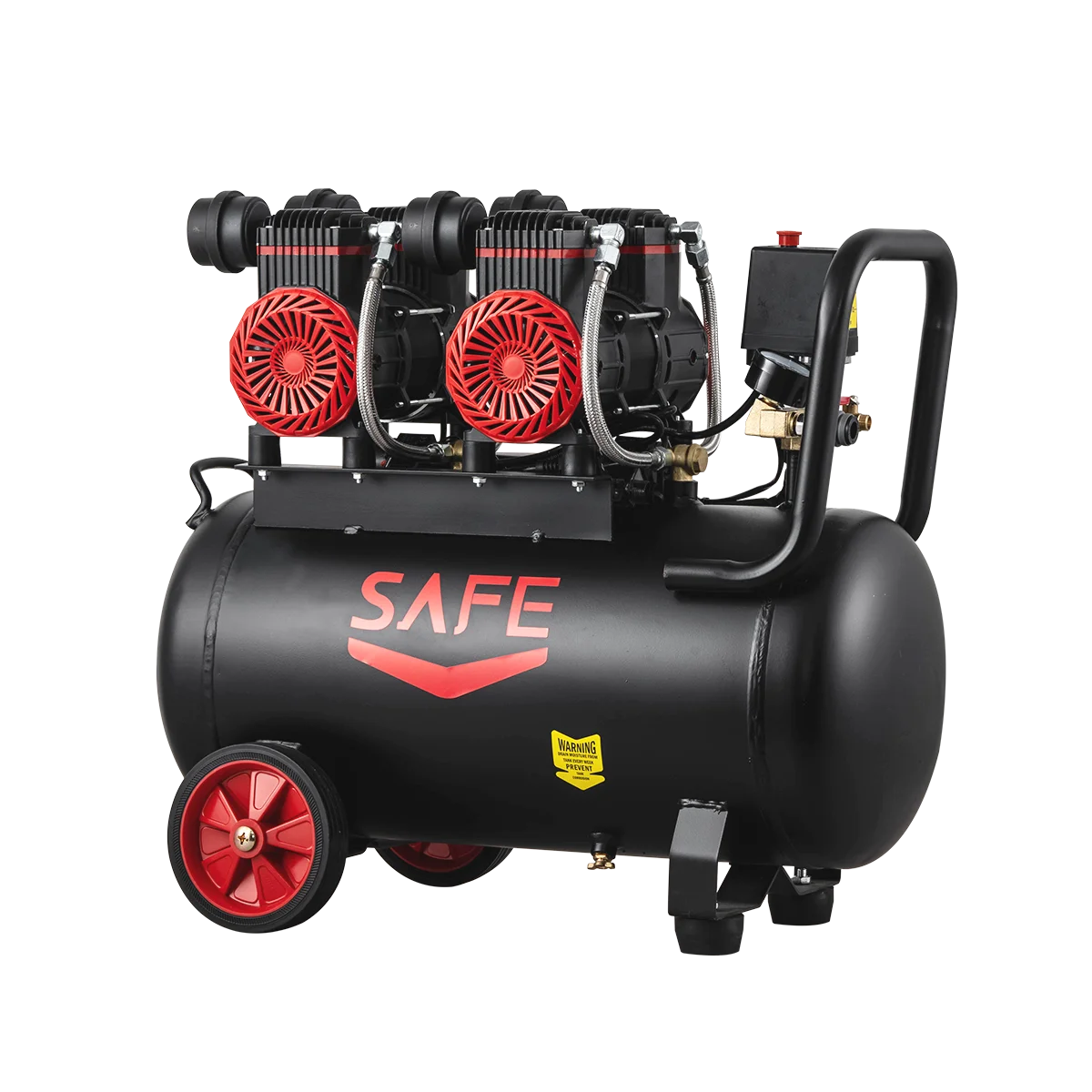 SAFE Low Noise Oil Free Piston Air Compressor 50L Portable Pump 1600w Dental Silent 8 Liters Oilless Air Compressor For Painting