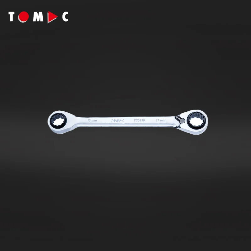 TOMAC 4-in-1 72T Double Box End (10-13-17-19 Mm) Reversible Ratchet Wrench Set Socket Wrench Set