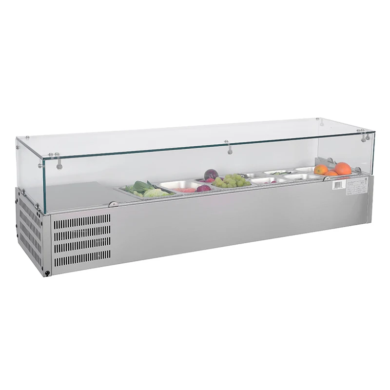 Commercial Table Refrigerator Counter Top Fruit Salad Bar Refrigerator Display Fridge Showcase