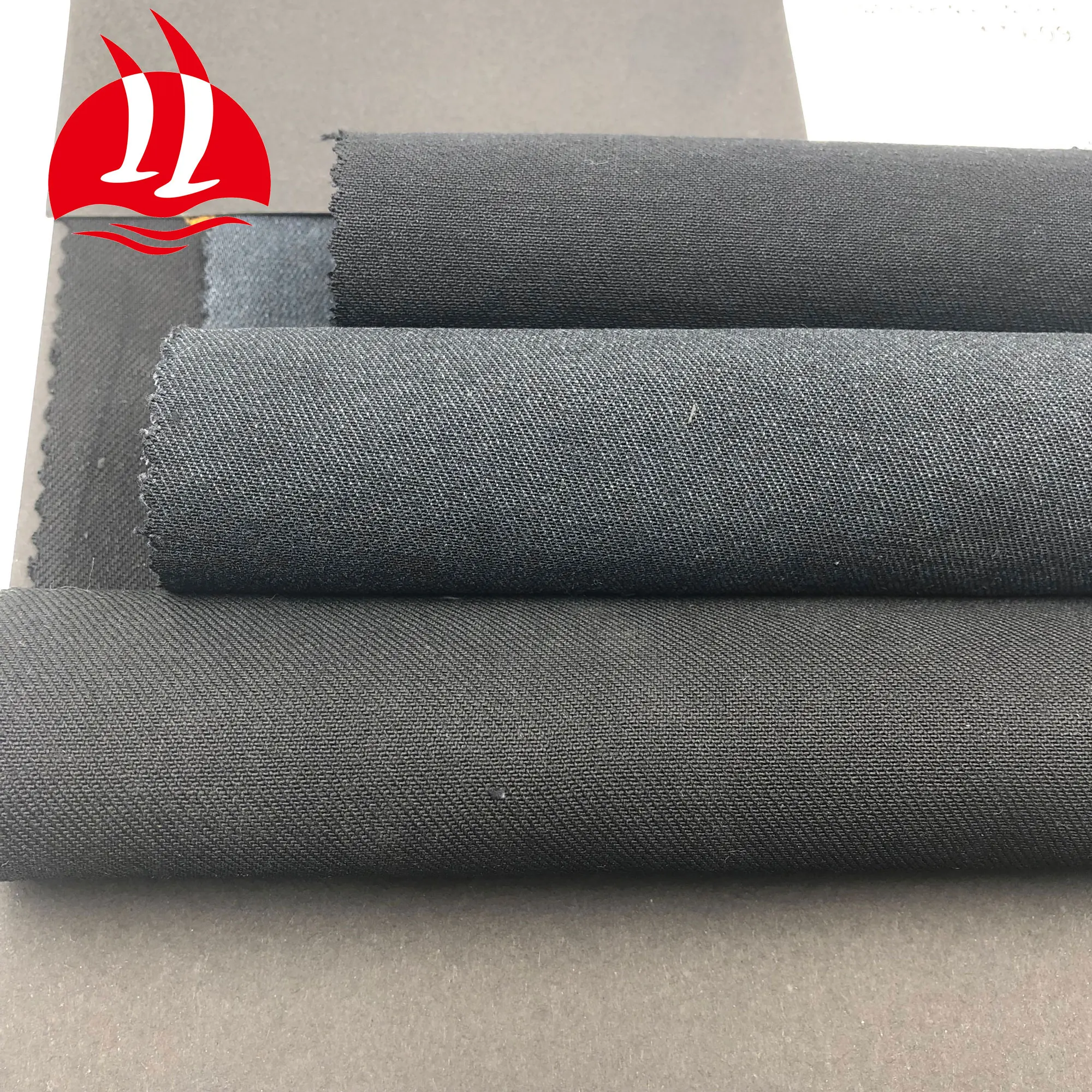 
12.7OZ Cotton polyester spandex blend stretch twill woven black denim jeans fabric 