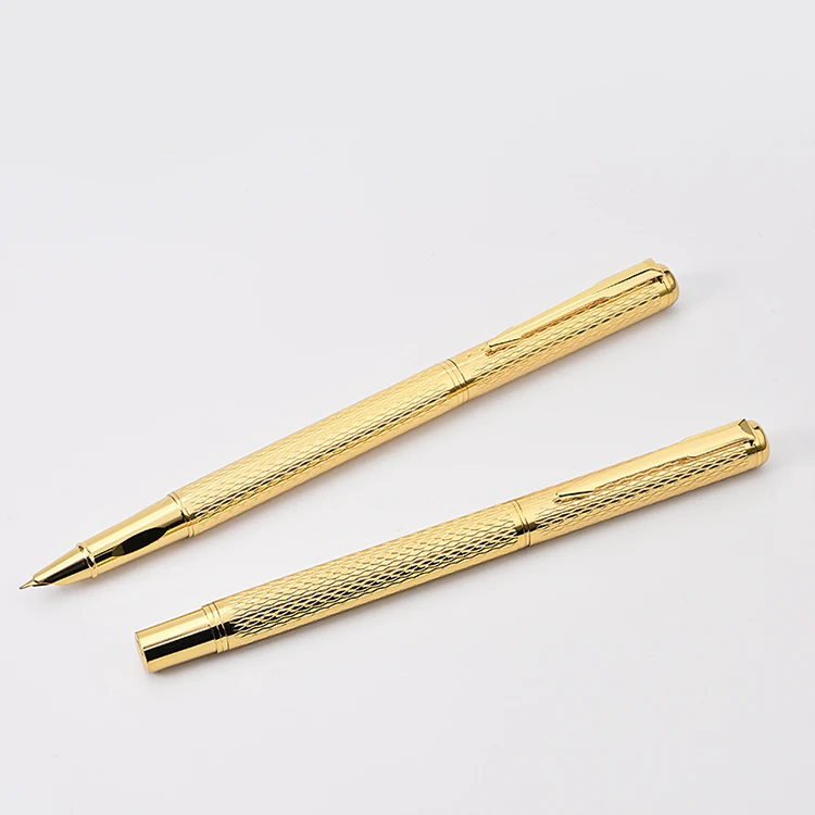 New Arrival Designer Fountain Pens Luxury Metal Shining Gold Color High calligraphy Quality Fountain Pen Stylo Plume