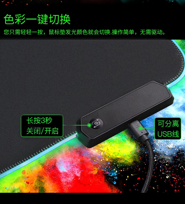 350*250*4mm Waterproof Mat Hard Surface LED Lighting Computer Gaming RGB Mouse Pad For Gamer