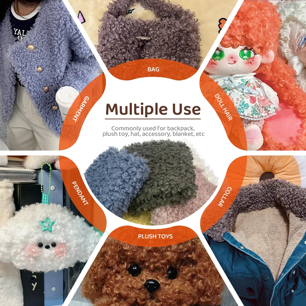 Factory Direct Wholesale 2cm Wool Roll Fabric 100% Polyester Soft Minky Faux Fur DIY Sewing Fabric for Handmade Plush Toys