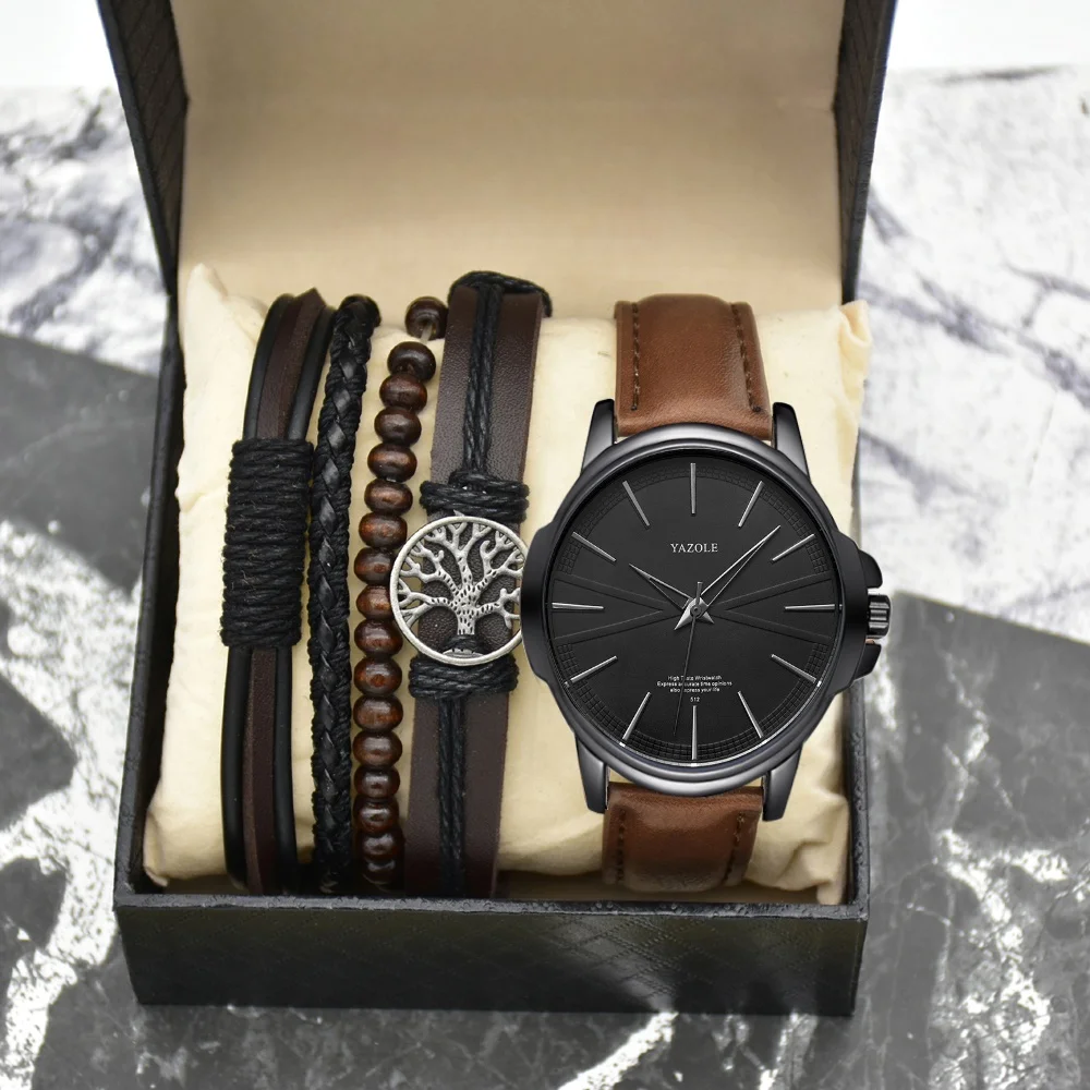 Yazole High Quality Men Watch gift set Luxury Leather Watch For Men Montre Homme Fashion Sport clock Men Watches reloj hombre