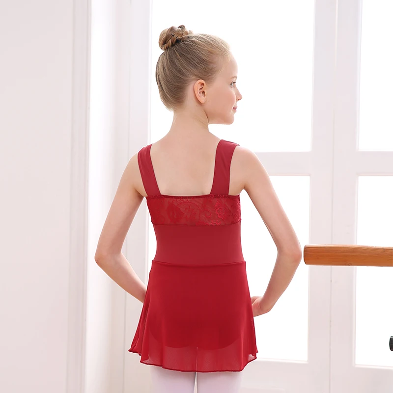 Элегантный балетный купальник для девочек-боди платье: без рукавов изящных танцевальных движений