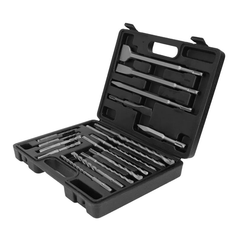 17pcs SDS PLUS  Rotary Hammer Drill Bit & Chisel Set Masonry Drill Kit