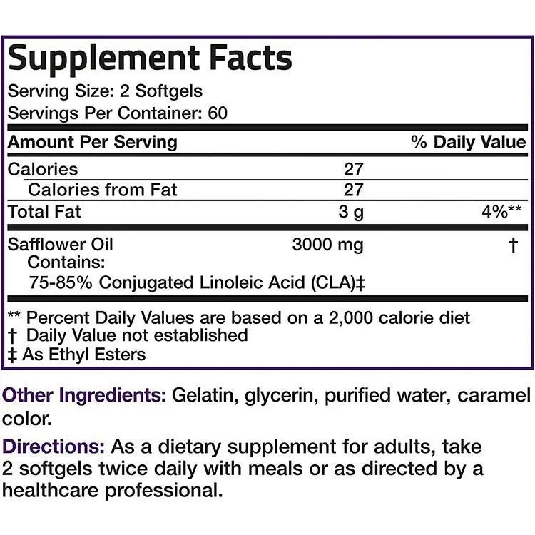 Customized Good Quality Natural Potency Supports Healthy Weight Management Lean Muscle Mass Conjugated Linoleic Acid Capsule