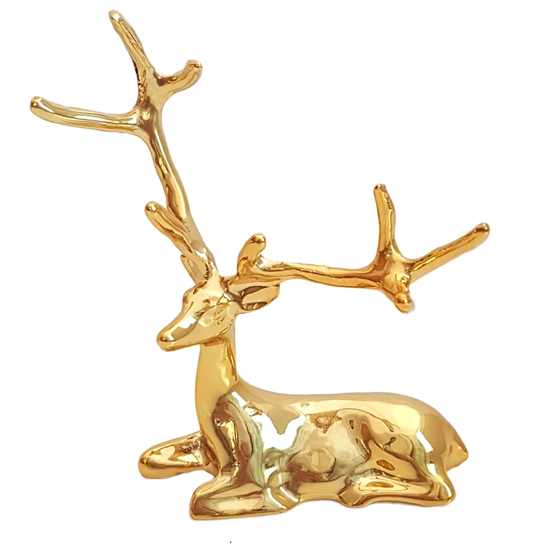 Golden Luxury Modern Metal Crafts Ornament Lucky Deer Alloy Living Room Home Decoration