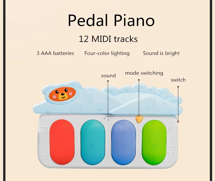 Hot Selling New Born Baby Pedal Fitness Stand Rack Piano Multi Function Baby Pedal Piano With Early Educati