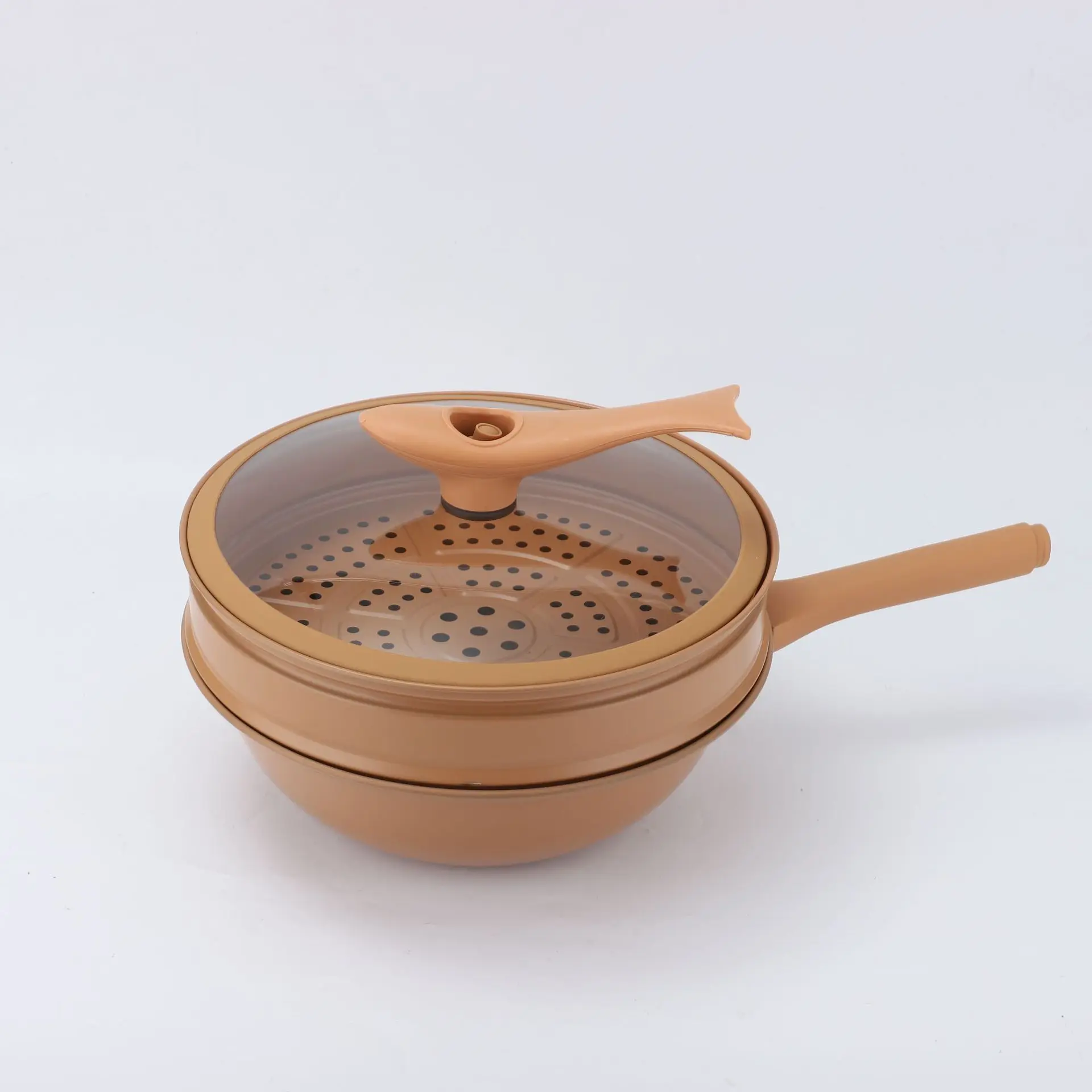 Ru 32cm Steam Pot Cast Aluminum Nonstick Coating Energy Saving Low Pressure Smokeless Cooking Wok With Steamer