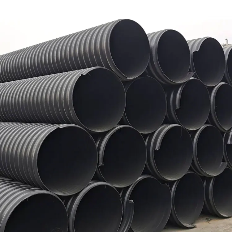 ПЭ крупнокалиберные дренажные сильфоны похороненные Hdpe стальная полосовая труба стальной ремень усиленные двустенные