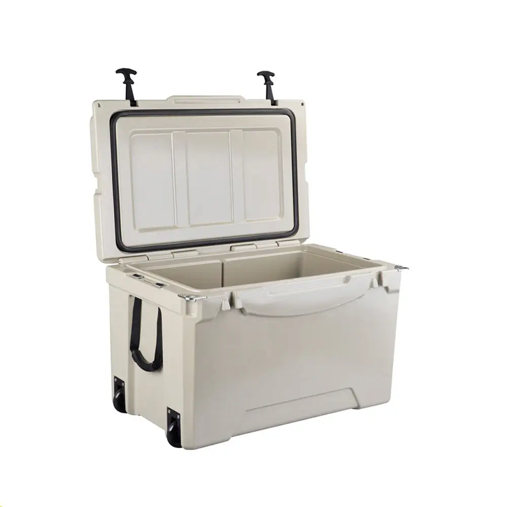 OEM Factory Custom 72L Rotomolded Cooler Box With Wheel for Food Beer Outdoor Camping Large Hard Cooler Box Manufacturer