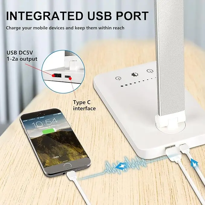 Многофункциональная Светодиодная настольная лампа с USB-портом для зарядки