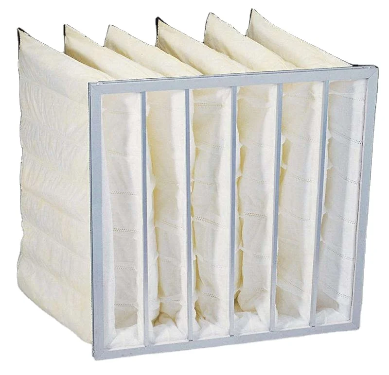 Bag type Merv11 filter with electrostatic interception of particles larger than 0.5 microns
