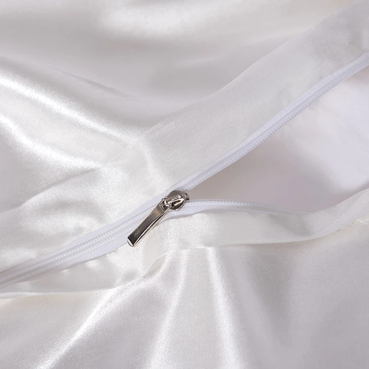 Custom LOGO white luxury silk cotton satin fabric for bedding