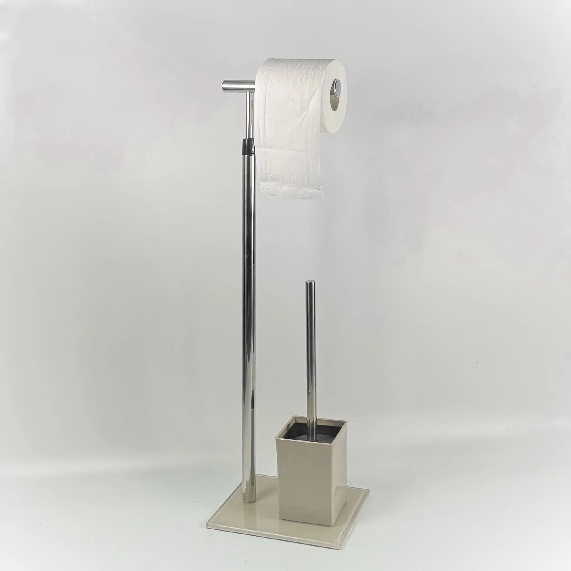 Good quality decorative bath set toilet brush holder and paper holder with glass base