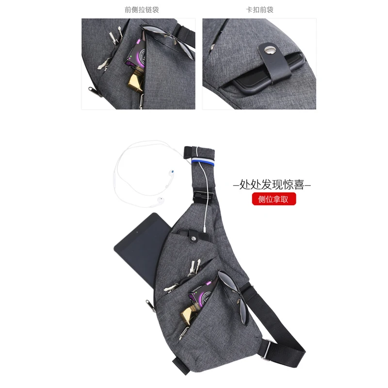 Wholesale Cheaper Polyester Multiple Pockets Sling Bag- Anti-Theft Chest Shoulder Backpack Crossbody Bag