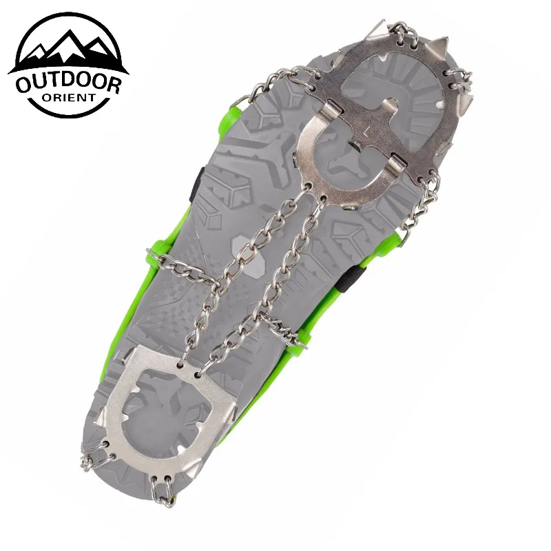 Hiking Crampons Ice Snow Grips Traction spikes Shoes Grips with Anti Slip 14 Teeth Stainless Steel Spikes Protect Hiking Crampon