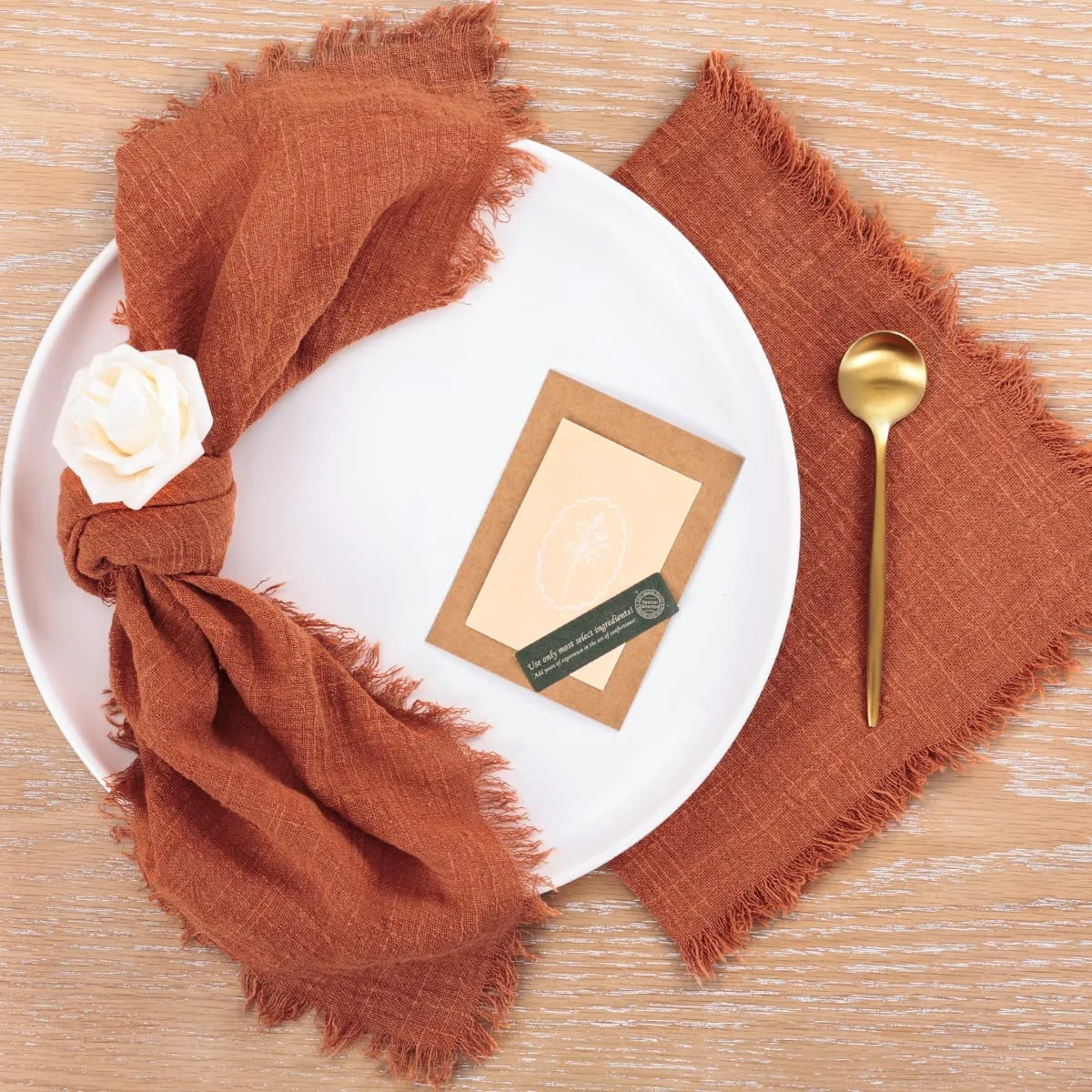 Organic rustic gauze cotton napkins rust Christmas table cheesecloth pink wedding dinner napkins