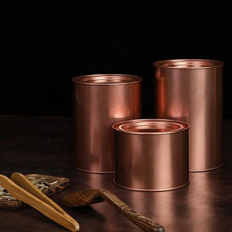 Tinplate Airtight Tin Jar Round Tea Can with Penny Lever Lids Snack Container