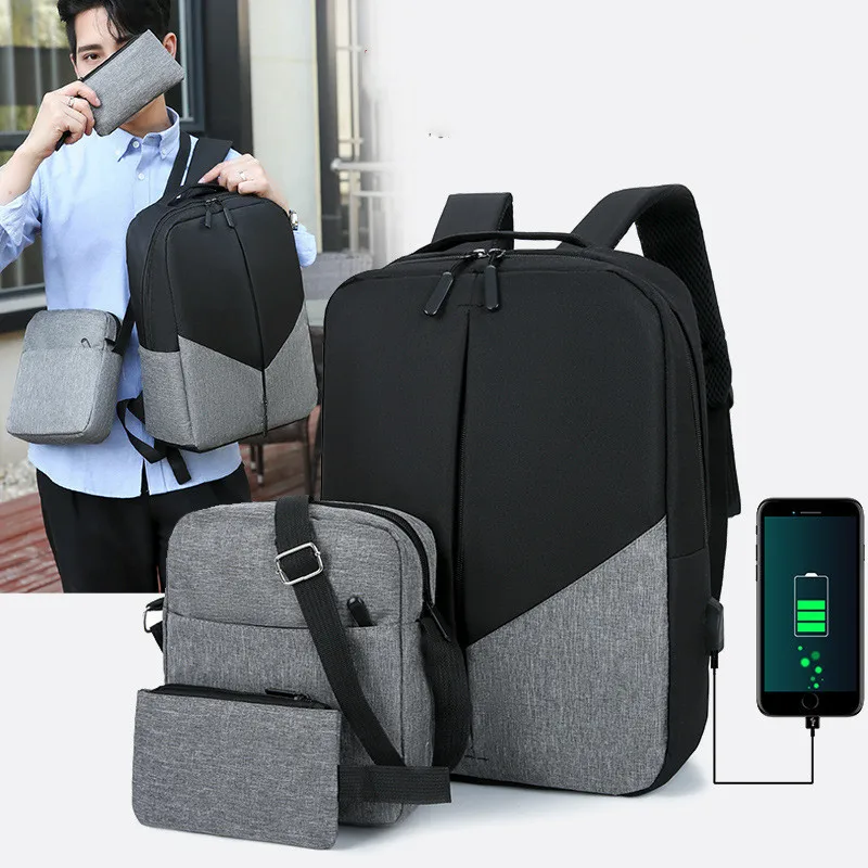 Gelory Travel Business Laptop Backpack 3 In 1 Crossbody Shoulder Bag Laptop Computer Backpack Set With Usb Charging Port