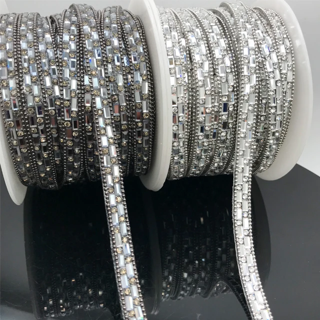 tr016 glass beads strass chain crystal rhinestone trim wholesale rhinestone adhesive trim for bag shoe