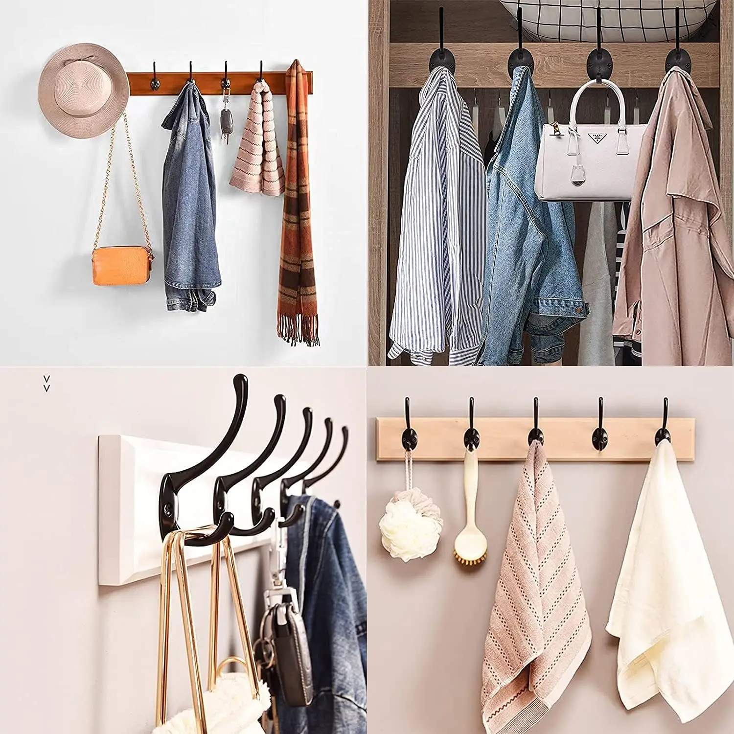 10 Pack Metal Coat Rack Hooks for hallway Hanging Towels Clothes, wholesale Antique Wall Mounted bag Hanger with 40PCS Screws