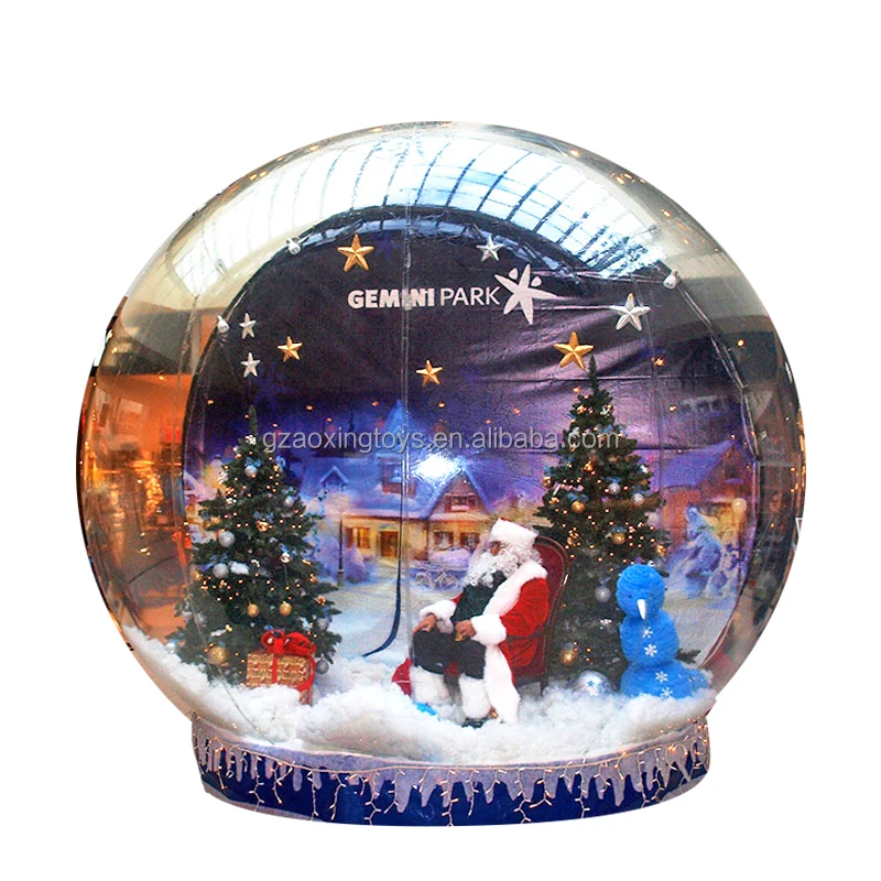 Outdoor Giant Christmas Inflatable Snow Globe With Background,Christmas Advertising Inflatables For Rent