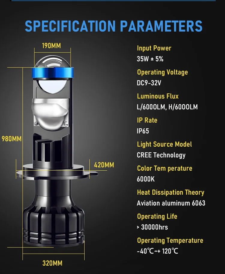 Hot Sale Car Projector Bi Led Lens Kit H4 Mini LED P5 Fog Lamp LED Headlight H4 H7 Hi/ Lo Beam 36W Car Bi Led Projector Lens 30