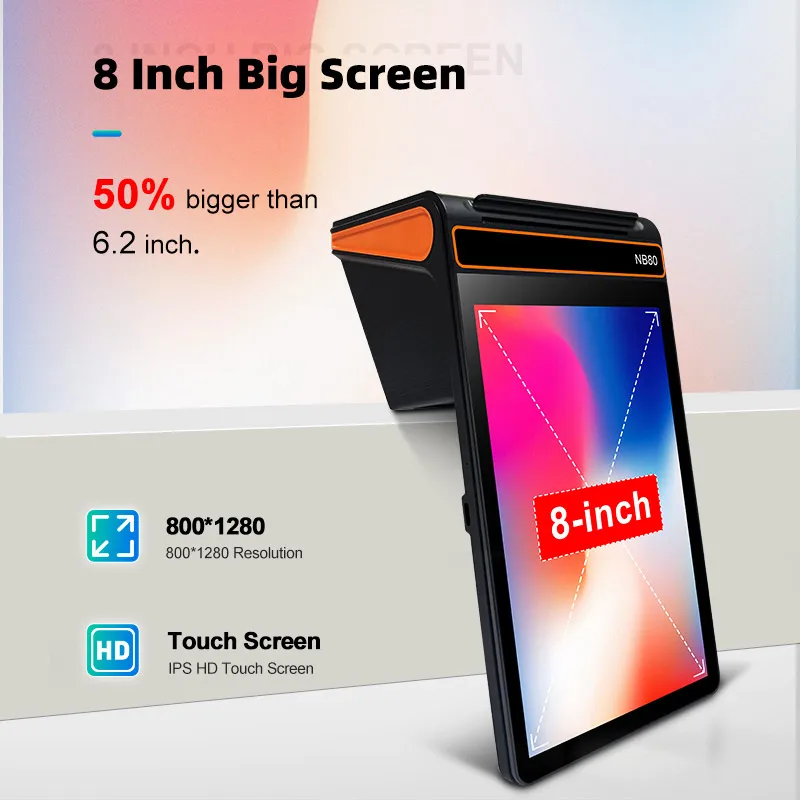 NB80 NB80R noryox портативный принтер pos 6400 мАч батарея android 12/13 8 0 дюймов экран машина портативная для ресторанов