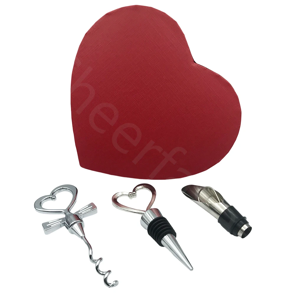 Well Made Heart Shaped Wedding Gift Box Set And Wine Bottle Stopper Heart Shaped And Heart Opener