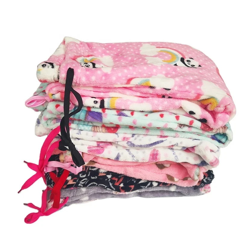 New Arrival Winter Women M-2XL Flannel Fleece Drawstring Cartoon Long Sleep Bottom Pajamas Pants