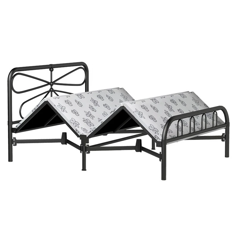 Factory custom simple and portable folding iron antique single bed suitable for office