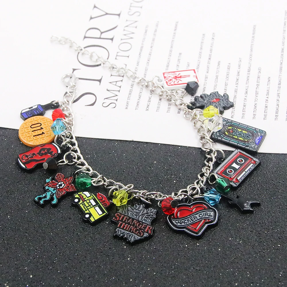 Anime Bracelet Stranger Things Stranger Things Bracelet Cannibal Flower Guitar Phonograph Pendant Alloy Bracelet