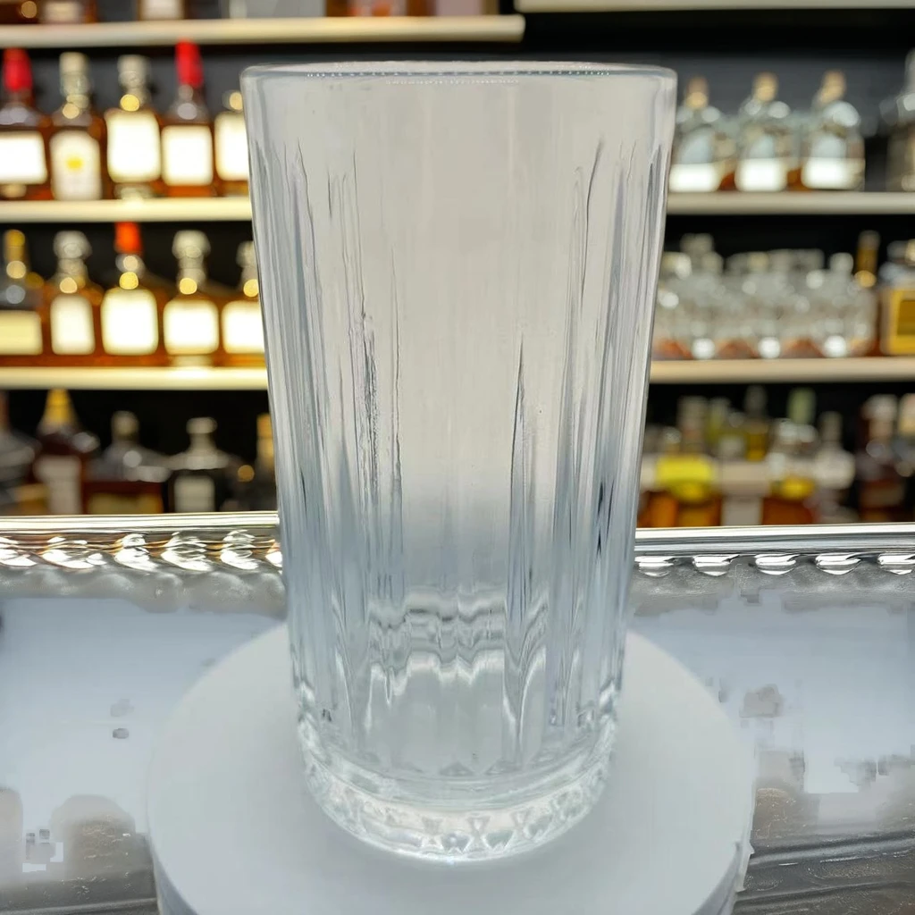 Ribbed Borosilicate Whisky Glass Mug Hand-Cut Vertical Striped Ripple Tumble Water Beer Drinking Durable Elegant Drink Cup