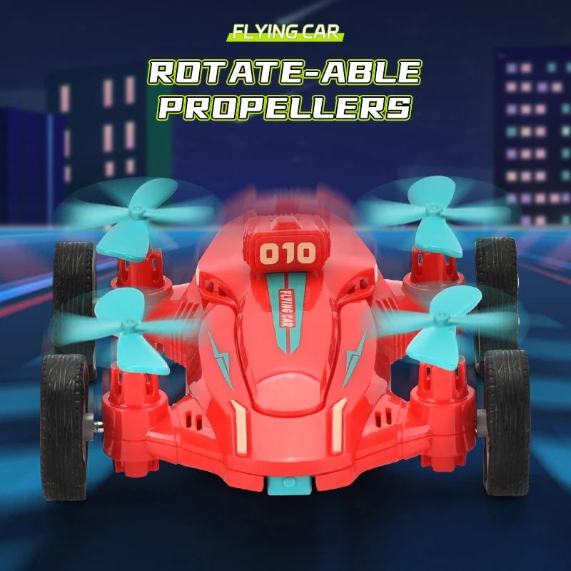 Bemay Toy Inertial Radar Flying Car with 4 Propellers Friction Car Toy for Kids
