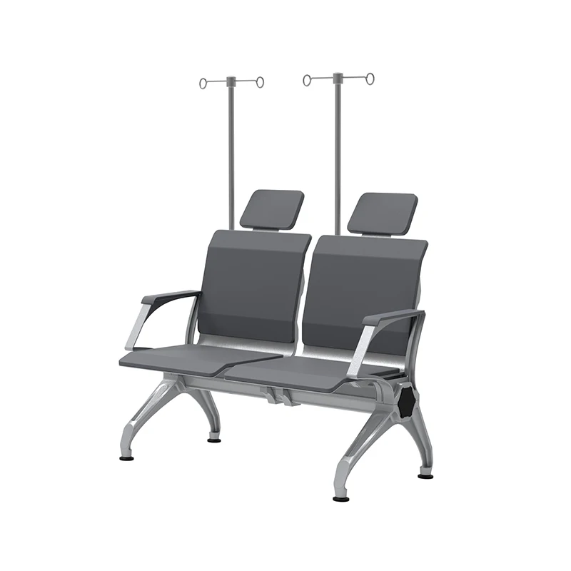 Flya Comfortable Hospital Waiting Patient Transfusion 3/4/5 Seats Chair With Iv Pole Stand Infusion Chair