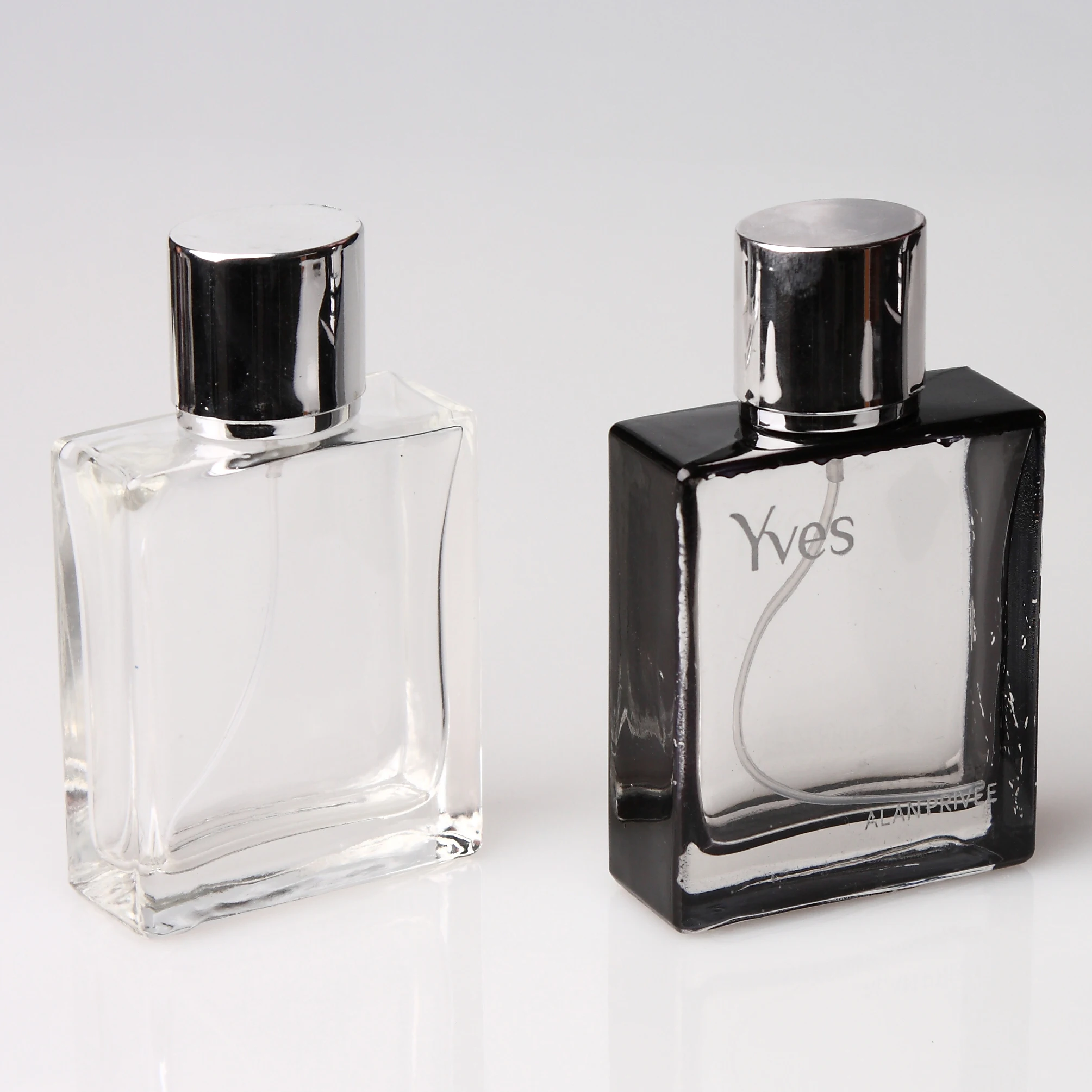 
custom design transparent cosmetic luxury 100ml perfume spray glass square bottle 