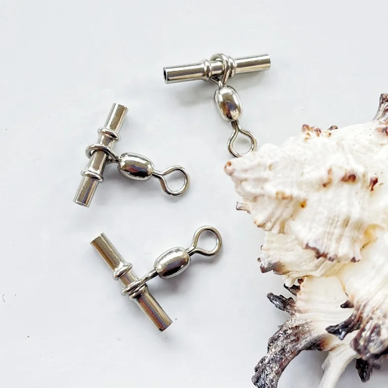 In stock Cross Line Crane Fishing Swivel With Solid Ring Brass Tube Fishing Line Connector Fishing Accessories