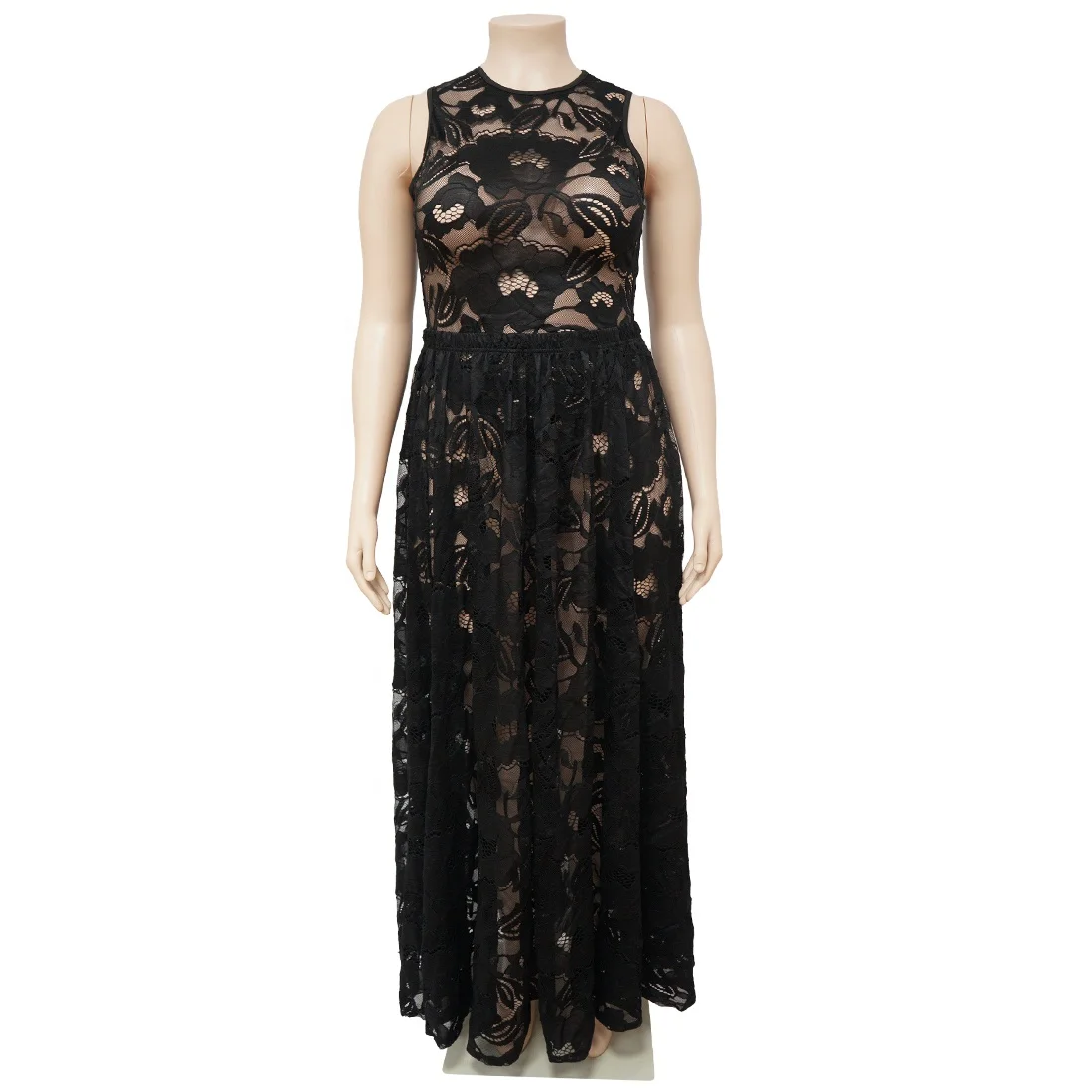 Lady Plus Size Evening Gowns Women Long Dresses Elegant Maxi Black Dinner Dress Wedding And Bridesmaid Dresses Lace