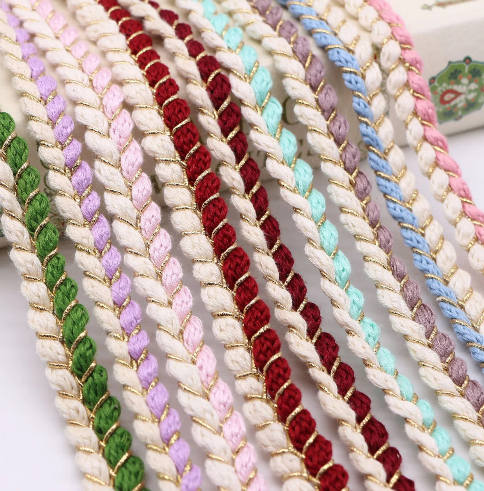 Stock Lurex Cotton Braided Ribbon Trim Garment Accessories Braided Lace Ribbon