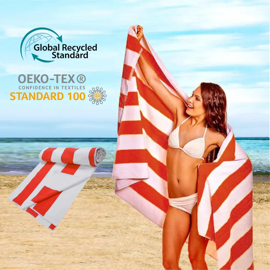 chamois microfiber towel rpet sand free beach towel peach stripe beach towels red and white