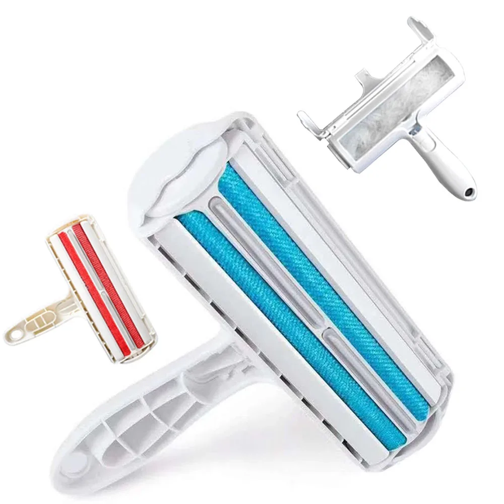 Pet Hair Roller Remover Lint Brush 2-Way Dog Cat Comb Tool Convenient Cleaning Dog Cat Fur Brush Base Home Furniture Sofa Clothe