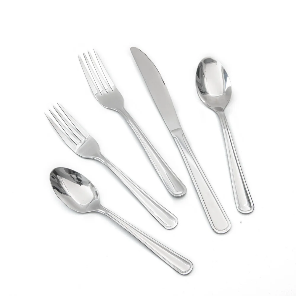 5 Piece  Stainless Steel 18 0 Cutlery In Commercial Metal Flatware Set With Custom Gift Box