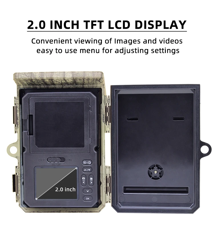 Long Night Vision Range WiFi Blue-tooth 30MP 4K Wildlife Trail camera With Solar Panel Built-in 4400mAh Li-on battery HC-600W